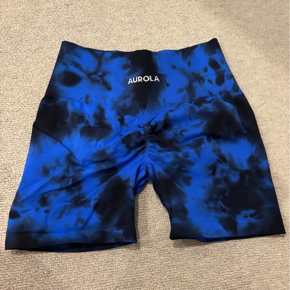 Aurola Blue and Black Tie-Dye Shorts - Picture 2 of 4
